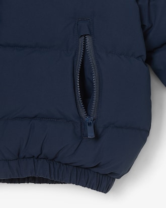 Puffer-Jacke mit Kapuze und gesticktem Krokodil