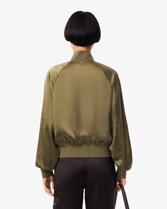 Oversized Bomberjacke aus Satin mit gestickter Unterschrift
