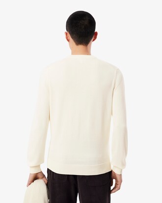 Einfarbiger Pullover aus Baumwolle mit Rundhalsausschnitt