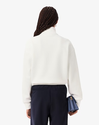 Sweatshirt aus Piqué mit Reißverschluss und hohem Kragen