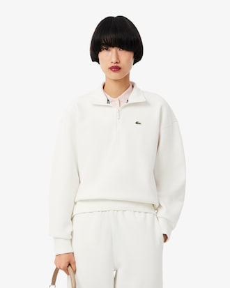 Sweatshirt aus Piqué mit Reißverschluss und hohem Kragen