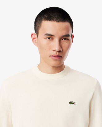Einfarbiger Pullover aus Baumwolle mit Rundhalsausschnitt