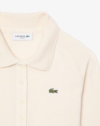 Slim Fit-Polohemd aus Rippstrick mit langen &Auml;rmeln