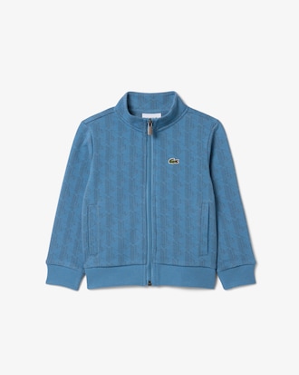 Fleece-Hoodie mit Rei&szlig;verschluss und Monogramm