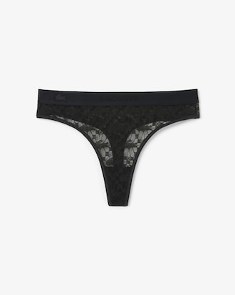 Tanga aus Spitze mit Logo-Bund