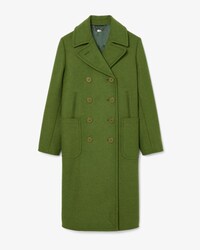 Langer Marinemantel Runway aus Slub-Wole