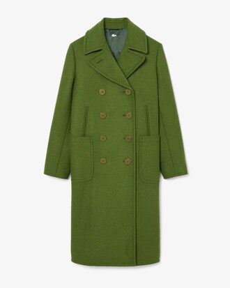 Langer Marinemantel Runway aus Slub-Wole