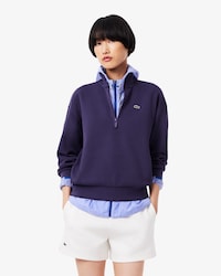 Sweatshirt aus Piqué mit Reißverschluss und hohem Kragen
