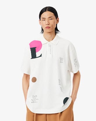 Loose Fit-Polohemd Runway mit grafischem Piqué