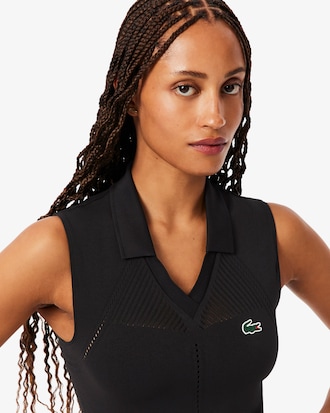 Ärmelloses Tennis-Polohemd aus Stretch-Strick