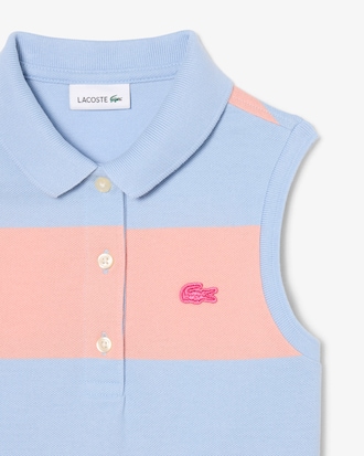 Gestreiftes, &auml;rmelloses Polokleid aus Petit Piqu&eacute;