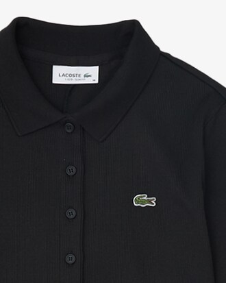 Slim Fit-Trainingskleid aus Baumwolle mit Rippstrick und Polokragen