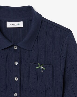 Slim Fit-Polohemd L.12.D aus Pointelle-Spitze