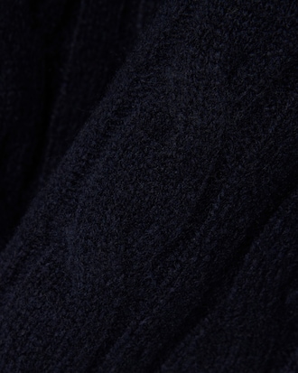 Pullover aus Tuchwolle mit Zopfmuster und Rundhalsausschnitt