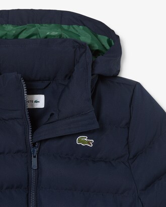 Puffer-Jacke aus Diamant-Taft mit Kapuze