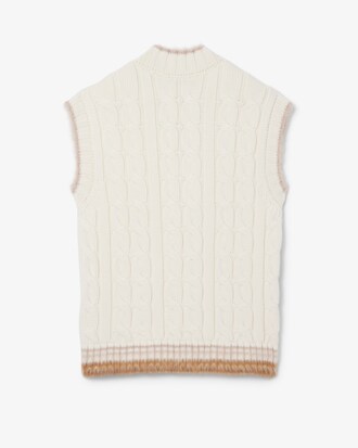 Ärmelloser Pullover aus Wolle mit Zopfmuster
