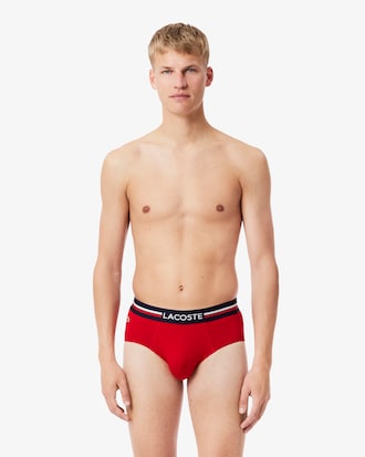 3er-Pack Slips aus einfarbiger Baumwolle mit Logo-Bund