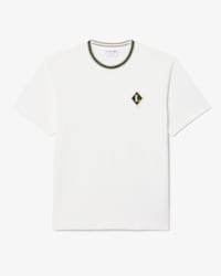 Franz&ouml;sisches T-Shirt mit Streifen und Badge-Akzent