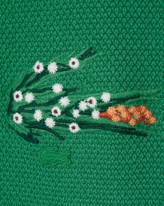 Pullover Runway aus Piqu&eacute; mit blumigem Krokodil