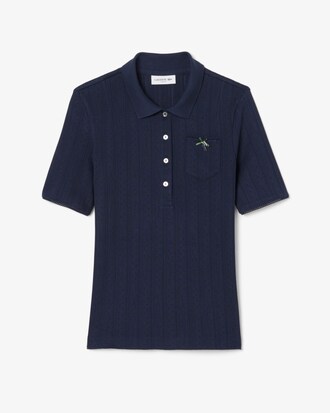 Slim Fit-Polohemd L.12.D aus Pointelle-Spitze