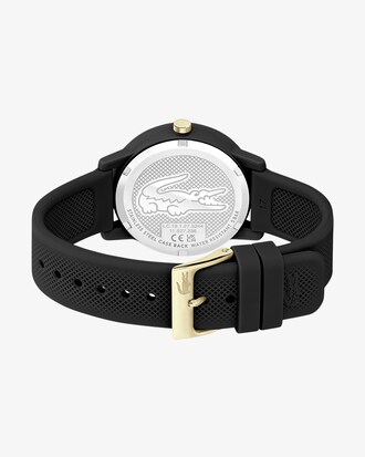 LACOSTE 12.12 Damenuhr mit schwarzem Silikonband