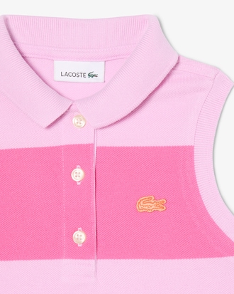 Gestreiftes, &auml;rmelloses Polokleid aus Petit Piqu&eacute;