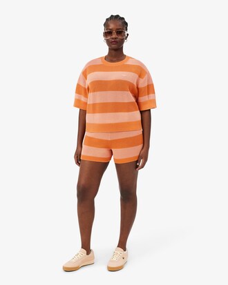 Gestreifte Shorts aus Mesh-Strick