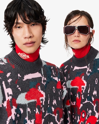 Runway Jacquard-Pullover aus Wollmischgewebe
