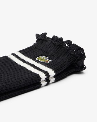 Gerippte Socken mit Spitzenabschluss