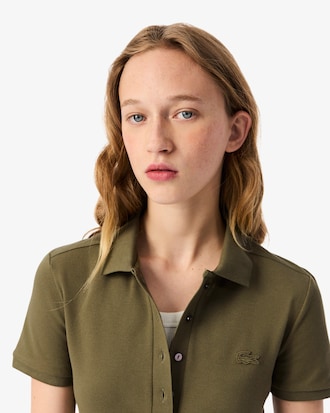 Slim Fit Damen LACOSTE Poloshirt aus Stretch-Baumwoll-Piqu&eacute;