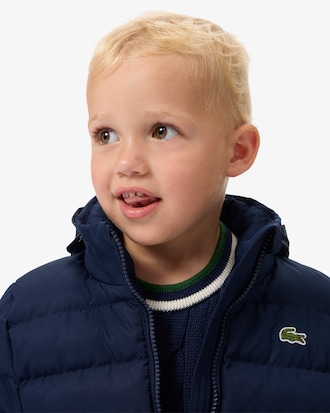 Puffer-Jacke aus Diamant-Taft mit Kapuze