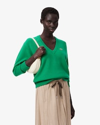 Relaxed Fit-Pullover aus Tuchwolle mit Moosstrick