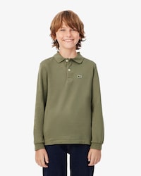 Polohemd aus Petit Piqu&eacute; mit langen &Auml;rmeln