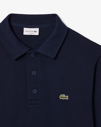 Rippstrick-Sweatshirt aus Baumwolle mit Polokragen