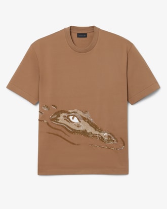 T-Shirt Runway mit perlenbesetztem Krokodil