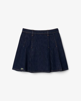 Short Pleated Denim Skirt