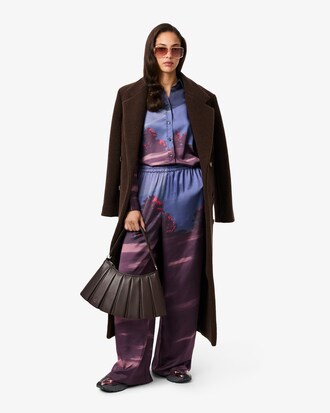 Oversized Hemd aus Satin mit Landschaftsmotiv