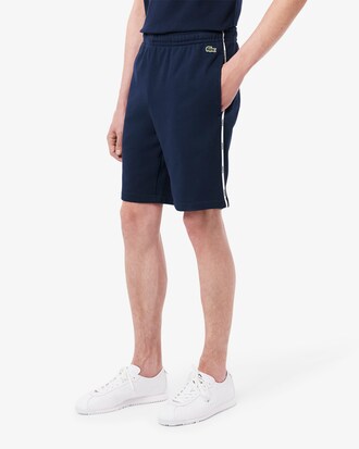Shorts aus Baumwollfleece mit Logo-Einfassung