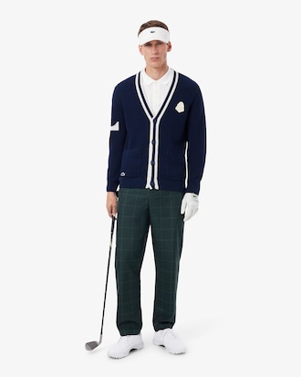 Golf-Cardigan aus Wollgemisch mit Badge-Akzent