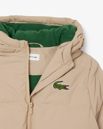 Puffer-Jacke mit Kapuze und gesticktem Krokodil