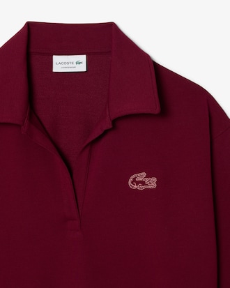 Loungewear-Sweatshirt aus Fleece mit Polokragen