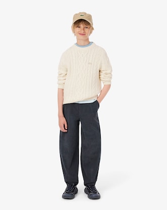 Pullover aus Wolle und Baumwolle mit Rundhalsausschnitt