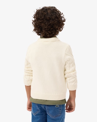 Pullover aus Wolle und Baumwolle mit Rundhalsausschnitt