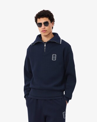 Loose Fit Half-Zip-Sweatshirt mit Brust-Badge