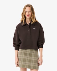 Übergroßes Sweatshirt aus Fleece mit Polokragen