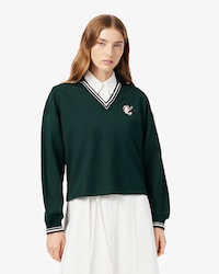 Oversized-Sweatshirt mit Stickerei und Polokragen
