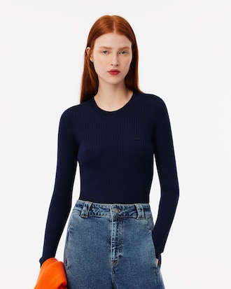 Pullover aus Merinowolle mit 3D-Rippstrick