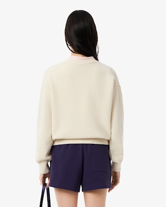 Karierter Pullover aus Tuchwolle mit Intarsienmuster