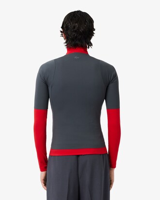 Runway bedrucktes Stretch-T-Shirt mit Rei&szlig;verschluss