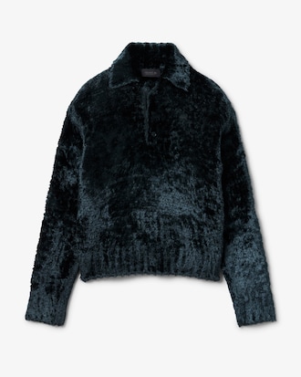 Pullover Runway aus Samt mit Polokragen